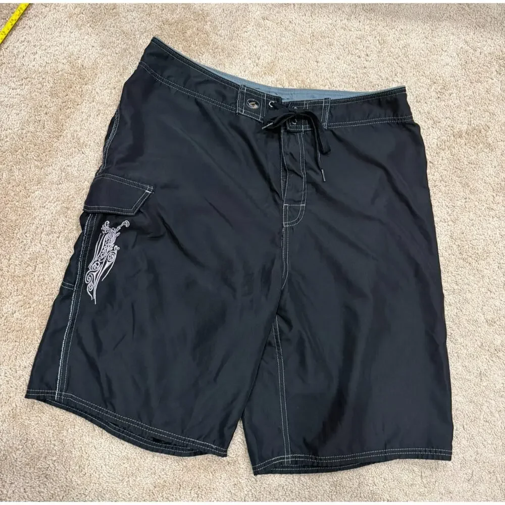 Vintage Y2K Grail Kirra Embroidered Baggy Board Short 38 Street Swim Trunks Surf
